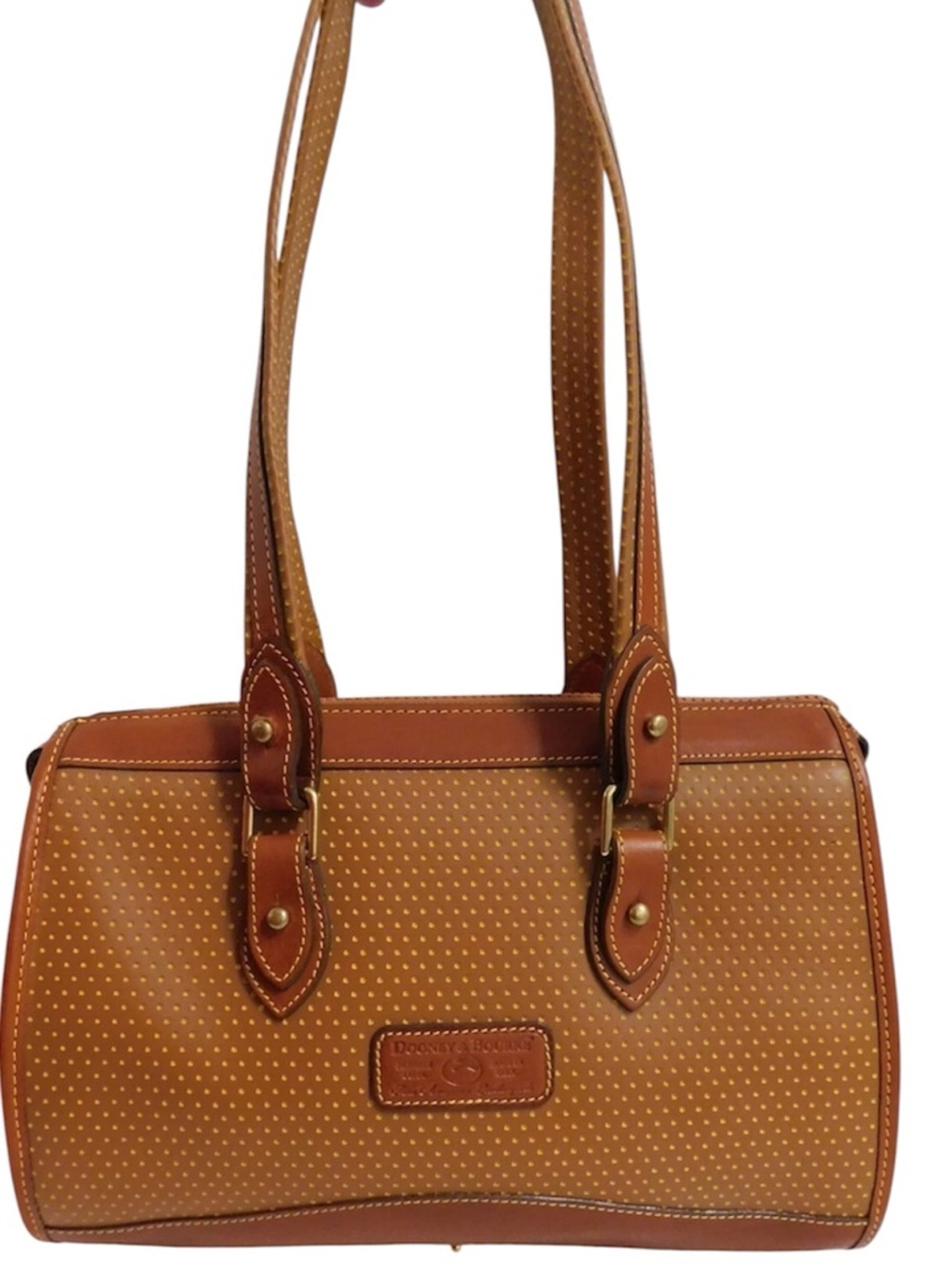 Dooney & Bourke Cabriolet British Brown Perforated Leather Satchel Shoulder Bag